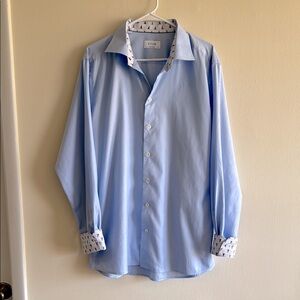 Eton Sailboat Detail Blue Button Down Dress Shirt